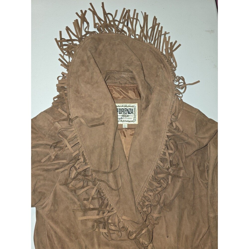 Leather Suede Jacket Womens SZ L Fringe Western Grunge Cowgirl WSpice Rustic - Picture 7 of 16